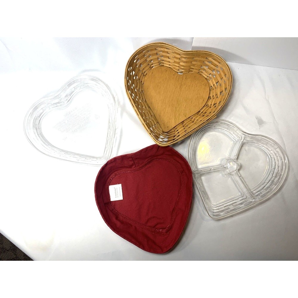 LONGABERGER 2005‎ SWEETEST HEART BASKET+PAPRIKA LINER+2PROTECTORS